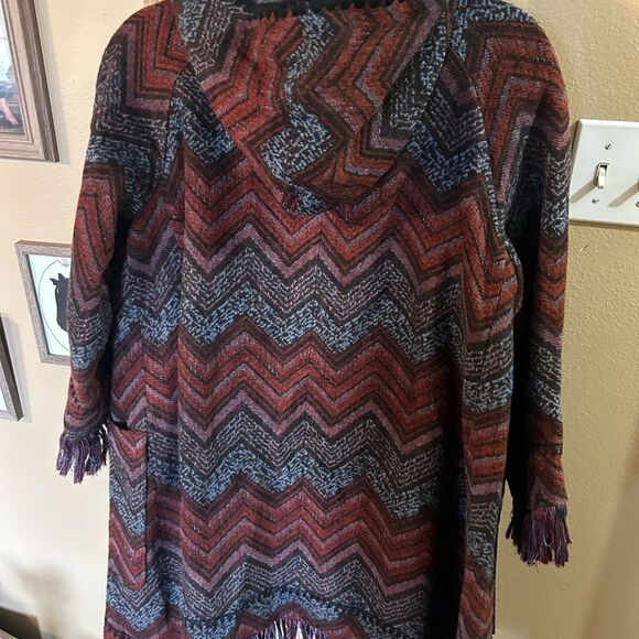 HEI HEI Mesilla Jacquard fringed hooded coat size XS/S Boho EUC Anthropologie - Picture 5 of 15